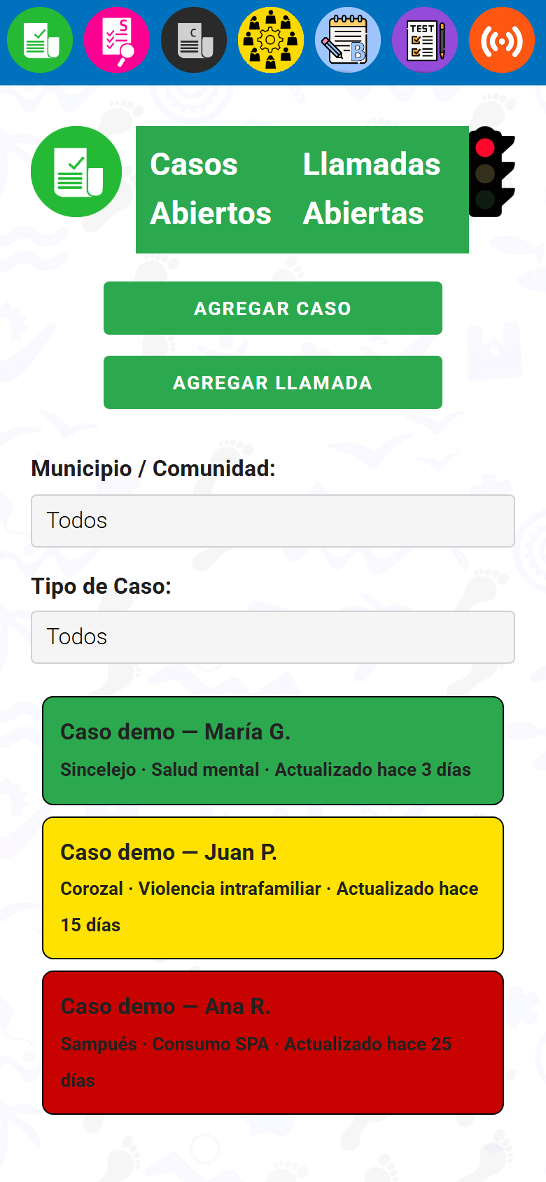 Lista de casos abiertos
