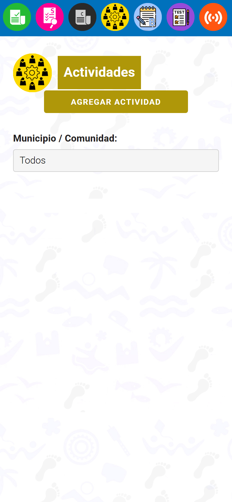 Lista de actividades